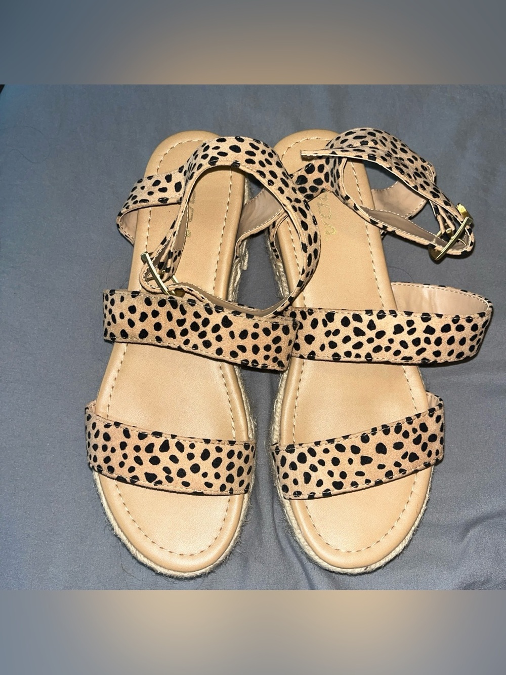 Leopard-Print Ankle-Strap Sandals - Neutral Tan